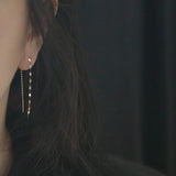 925 Silver Lips Chain Tassel Drop Earrings Women Party Bohe