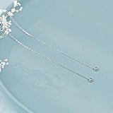 925 Sterling Silver Long Tassel Drop Earrings for Women Party