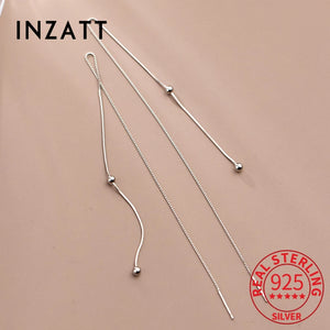 INZATT Sterling Silver Tassel Earrings Women Hiphop Jewelry