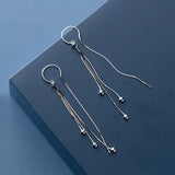 925 Silver Tassel Chain Dangle Earrings Women's Jewelry Gift