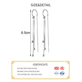 925 Silver Tassel Chain Dangle Earrings Women's Jewelry Gift