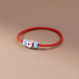 925 Silver Lucky Bead Red Rope Adjustable Ring Women Minimalist Jewelry