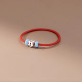 925 Silver Lucky Bead Red Rope Adjustable Ring Women Minimalist Jewelry