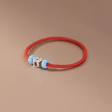 925 Silver Lucky Bead Red Rope Adjustable Ring Women Minimalist Jewelry