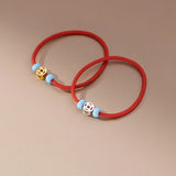 925 Silver Lucky Bead Red Rope Adjustable Ring Women Minimalist Jewelry