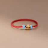 925 Silver Lucky Bead Red Rope Adjustable Ring Women Minimalist Jewelry