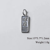925 Sterling Silver Lucky Chinese Charms DIY Vintage Accessories
