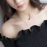 925 Sterling Silver Geometric Round Stone Pendant Choker Necklace