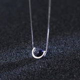 925 Sterling Silver Geometric Round Stone Pendant Choker Necklace