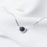 925 Sterling Silver Geometric Round Stone Pendant Choker Necklace