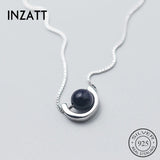 925 Sterling Silver Geometric Round Stone Pendant Choker Necklace