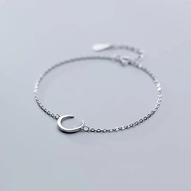 INZATT 925 Sterling Silver Moon Bracelet Fine Jewelry Gift