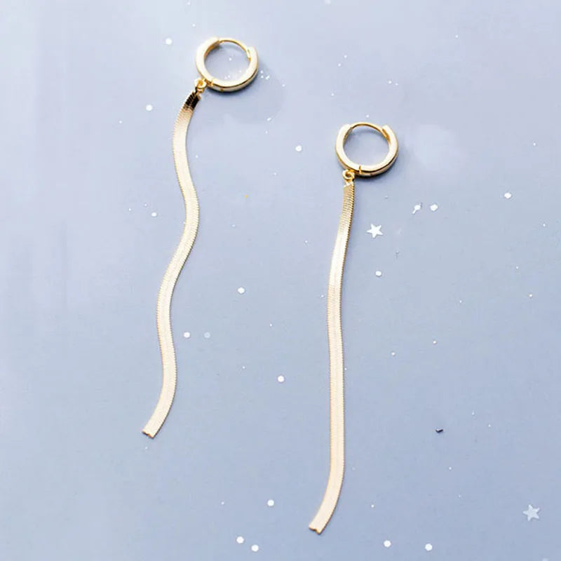 925 Silver Tassel Stud Earrings for Women Party Jewelry Gift