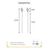 925 Silver Tassel Stud Earrings for Women Party Jewelry Gift