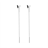 925 Silver Butterfly Tassel Drop Earrings for Women Party