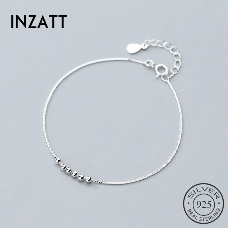 INZATT 925 Silver Geometric Beads Bracelet - Charm Women's Gift