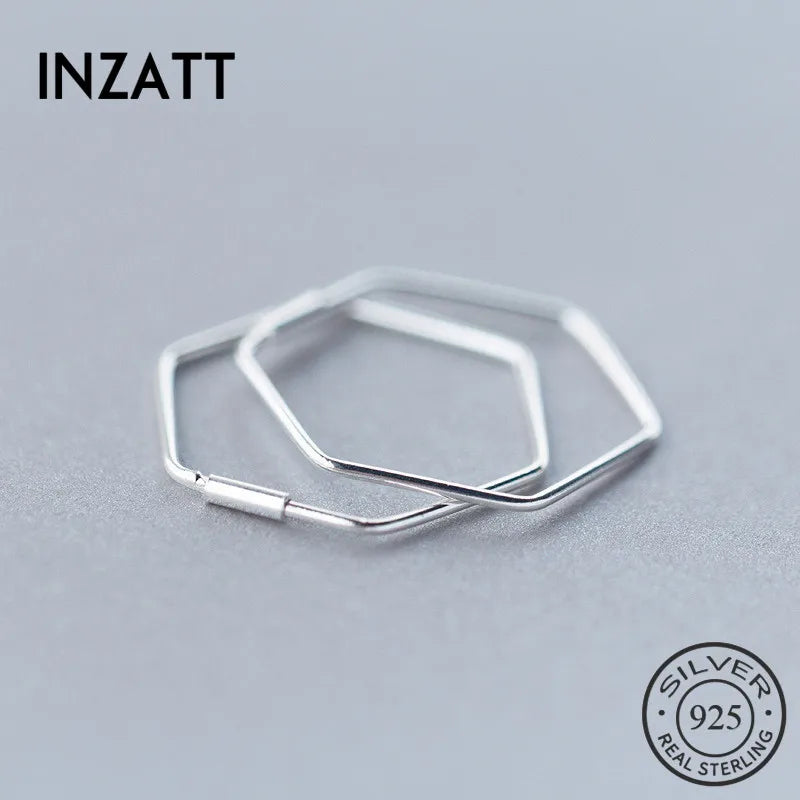925 Silver Geometric Hoop Earrings Women's Jewelry