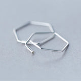 925 Silver Geometric Hoop Earrings Women's Jewelry