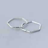 925 Silver Geometric Hoop Earrings Women's Jewelry