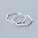 925 Silver Geometric Hoop Earrings Women's Jewelry