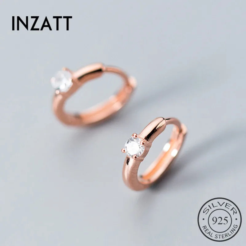 925 Silver Zircon Hoop Earrings Rose Fine Jewelry