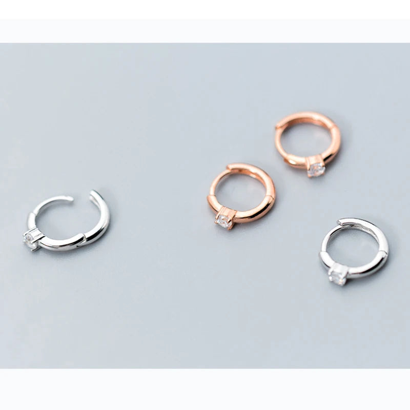 925 Silver Zircon Hoop Earrings Rose Fine Jewelry