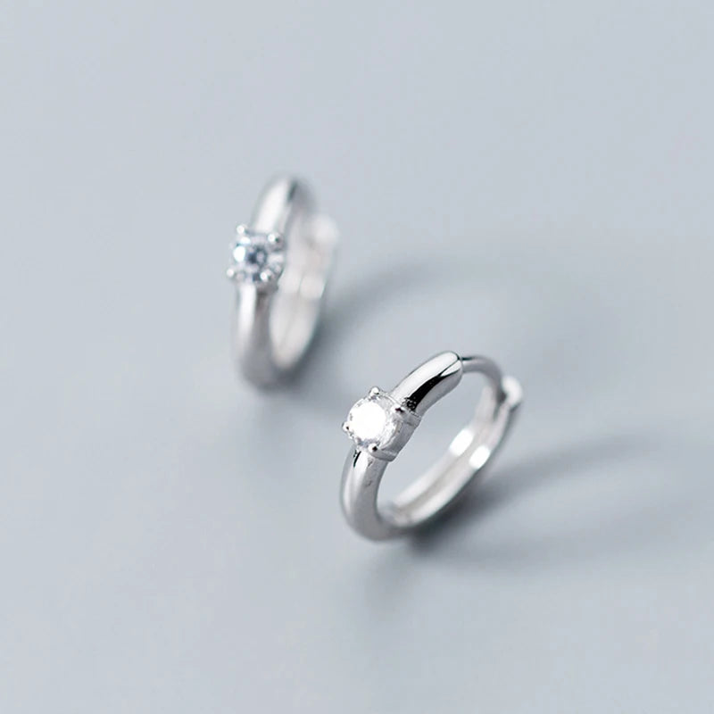 925 Silver Zircon Hoop Earrings Rose Fine Jewelry