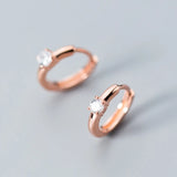 925 Silver Zircon Hoop Earrings Rose Fine Jewelry