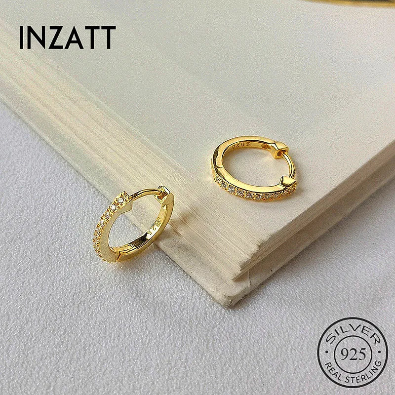 925 Silver Zircon Round Hoop Earrings for Women