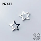 925 Sterling Silver Star Hoop Earrings for Women Party OL Jewelry Gift
