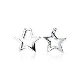 925 Sterling Silver Star Hoop Earrings for Women Party OL Jewelry Gift