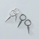 925 Silver Minimalist Hoop Earrings Women Geometry Round Jewelry