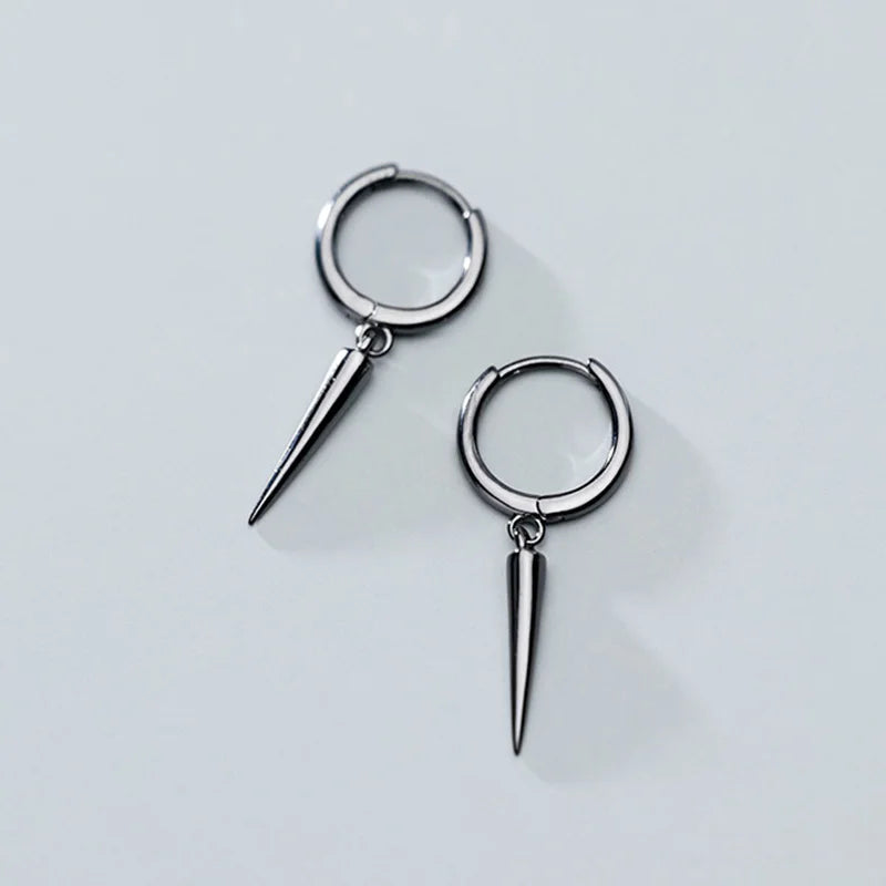 925 Silver Minimalist Hoop Earrings Women Geometry Round Jewelry