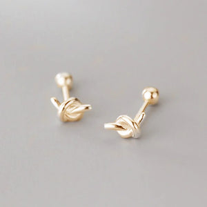 925 Silver Knot Stud Earrings Minimalist Women Jewelry Gift
