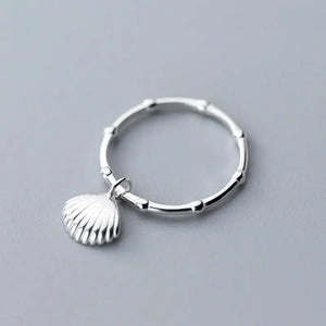 INZATT 925 Sterling Silver Shell Ring Minimalist Design