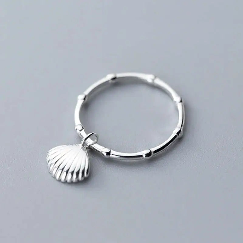 INZATT 925 Sterling Silver Shell Ring Minimalist Design