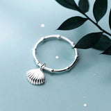 INZATT 925 Sterling Silver Shell Ring Minimalist Design