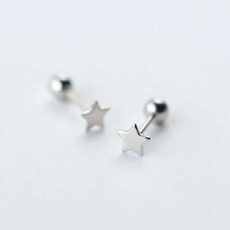 925 Silver Star Stud Earrings for Women Party Fine Jewelry