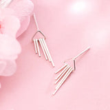INZATT 925 Silver Tassel Stud Earrings Geometric Fine Jewelry