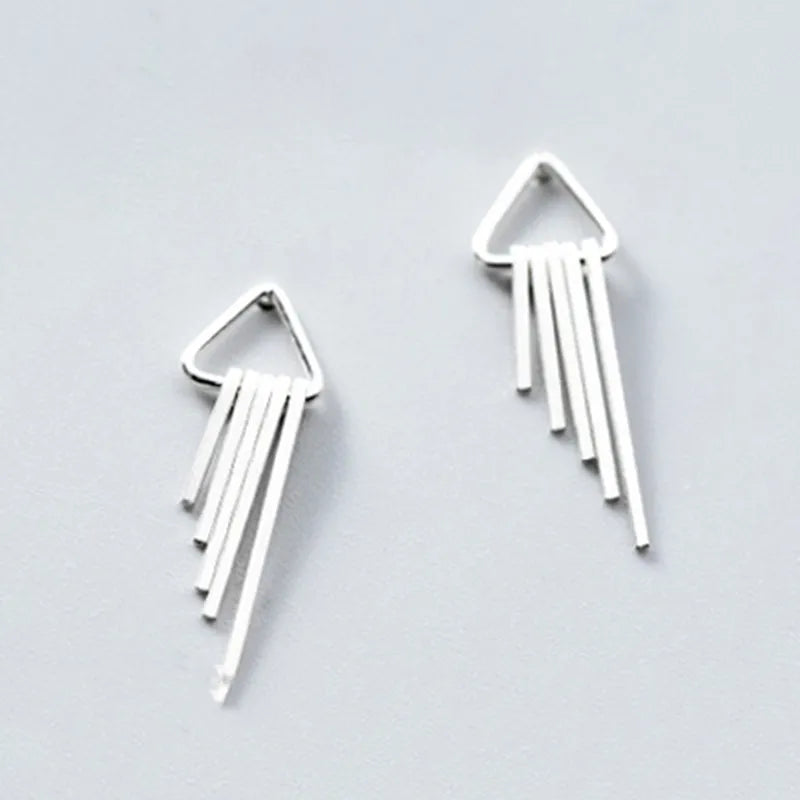 INZATT 925 Silver Tassel Stud Earrings Geometric Fine Jewelry