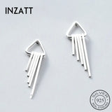 INZATT 925 Silver Tassel Stud Earrings Geometric Fine Jewelry