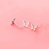 925 Silver Zircon Butterfly Stud Earring Women Fine Jewelry