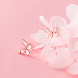 925 Silver Zircon Butterfly Stud Earring Women Fine Jewelry