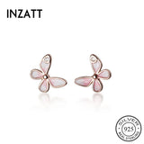 925 Silver Zircon Butterfly Stud Earring Women Fine Jewelry