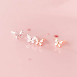 925 Silver Zircon Butterfly Stud Earring Women Fine Jewelry