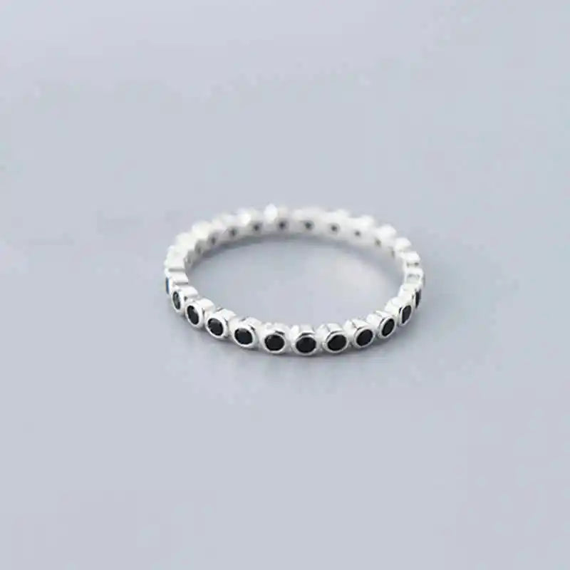 925 Sterling Silver Zircon Round Ring for Women Fine Jewelry