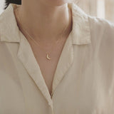 INZATT Real 925 Silver Moon 14K Choker Necklace Women Minimalist Fine Jewelry
