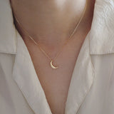 INZATT Real 925 Silver Moon 14K Choker Necklace Women Minimalist Fine Jewelry