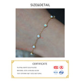 Sterling Silver Opal Bead Bracelet 18K Chain for Women