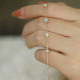 Sterling Silver Opal Bead Bracelet 18K Chain for Women